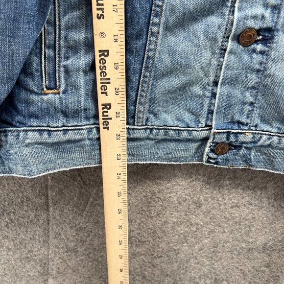 Ralph Lauren Denim Jacket Women Large Blue Jean Button Down Vintage Distressed - Picture 5 of 12